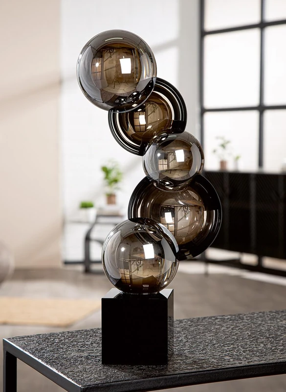 Rondo Glass Art Sculpture Black White Height 39 cm Width 20 cm Glass Decorative Figurine - Image 1