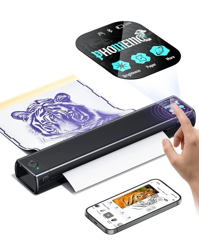 Phomemo M08F Plus Touchscreen Tattoo Stencil Printer, 10 Transfer Sheets