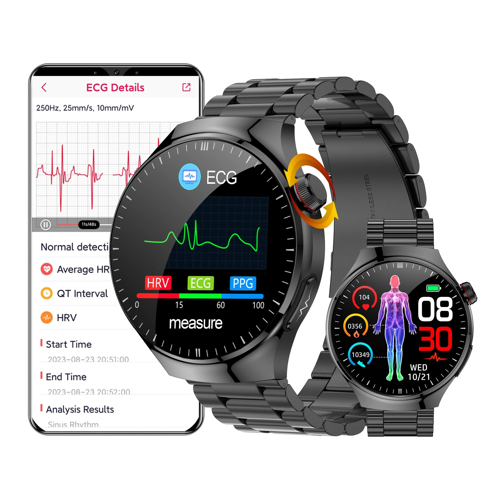 Smart Watch ECG & Dial/Answer Call, 1,43 Inches Waterproof Smartwatch with Oximeter, SpO2, Heart Rate, Message & Call Reminder for Android iOS