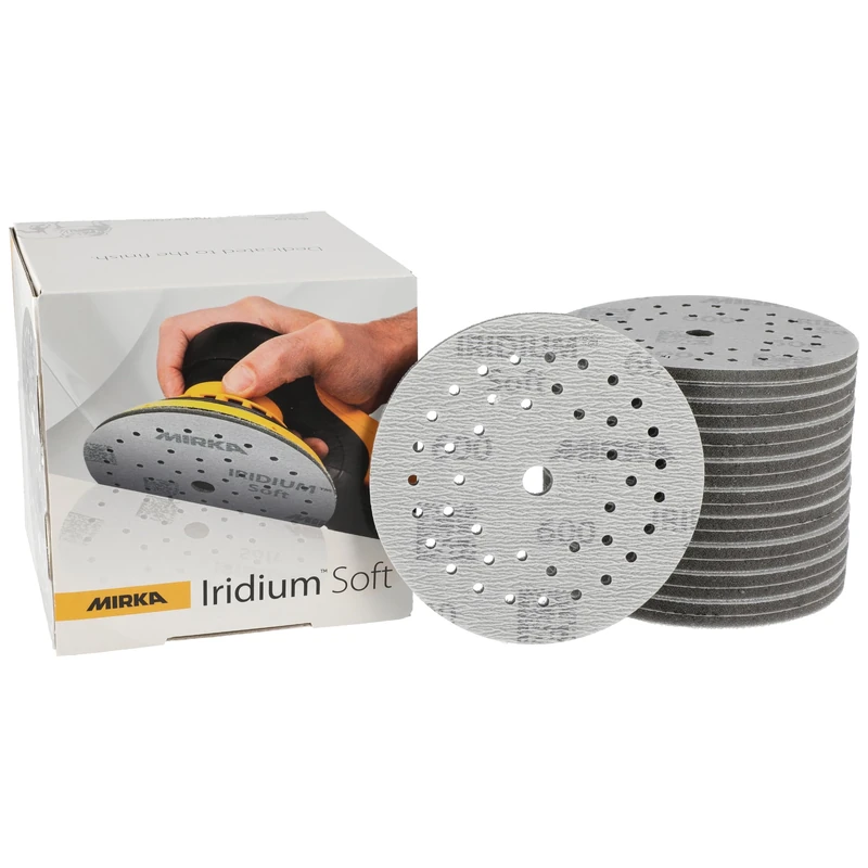 Mirka Iridium Soft sanding discs Ø 125 mm/grit P600 / Hook & Loop Multifit / 20 pieces/foam-based abrasive for precise dry sanding, clear lacquer sanding, finish