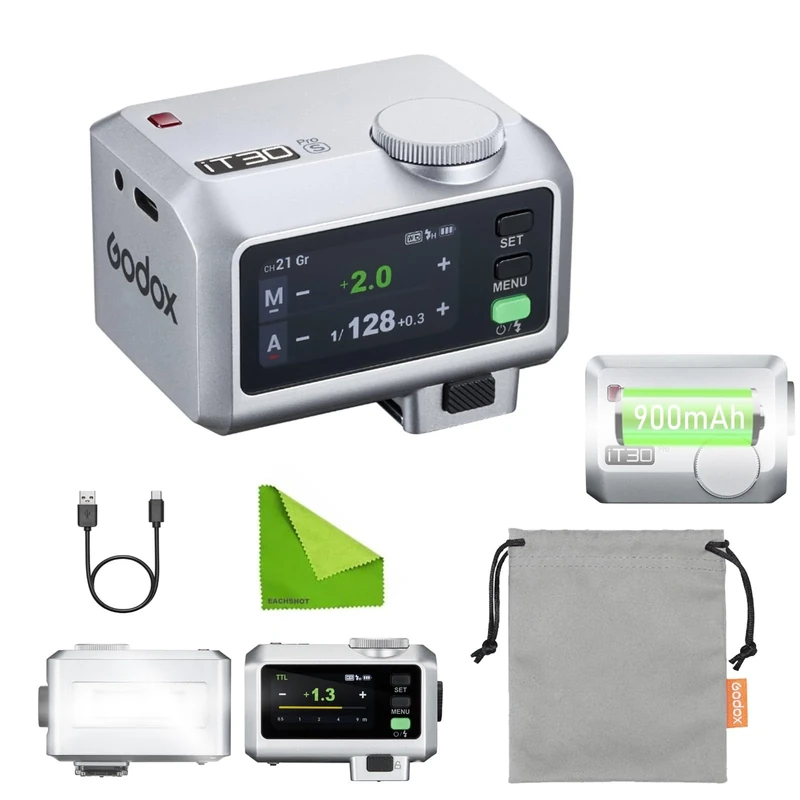 Godox iT30Pro S TTL Mini Camera Flash, iT30 Pro S for Sony, 2.4G HSS 1/8000s, 2.8" Touchscreen & Dial, Compatible with a7IV, a7III, ZV-E10, a7CII, a7C, a6700, a9III, a7SIII, ZV-E10 II, a6400(Silver)