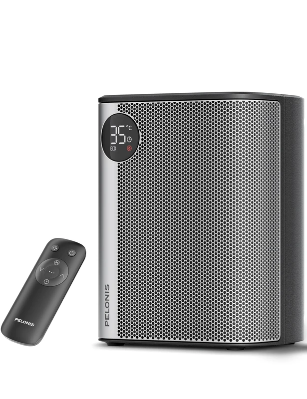 PELONIS Ceramic Heater Mini 2000W with Remote Control, 2-Second Rapid Heating, 4 Power Settings + ECO Mode, LED Display, Overheat and Tip-Over Protection, Ultra-Quiet Desk Heater