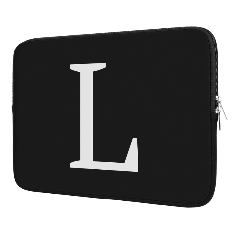 BAAGOAZ 13-14 Inch Laptop Sleeve Personalized Initial Gift Bag, Slim Lightweight Case for 13-14 Inch MacBook Chromebook PC Notebook, Black-Letter L