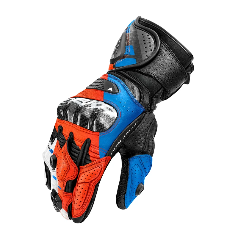 SHIMA RS-3 Motorbike Gloves Men Leather Long Summer Biker Armoured Protectors Motorcycle Perforated Ventilated Reinforced Touchscreen Motorsport Glove Racing Motorbikes (Mens, Blue, XL)