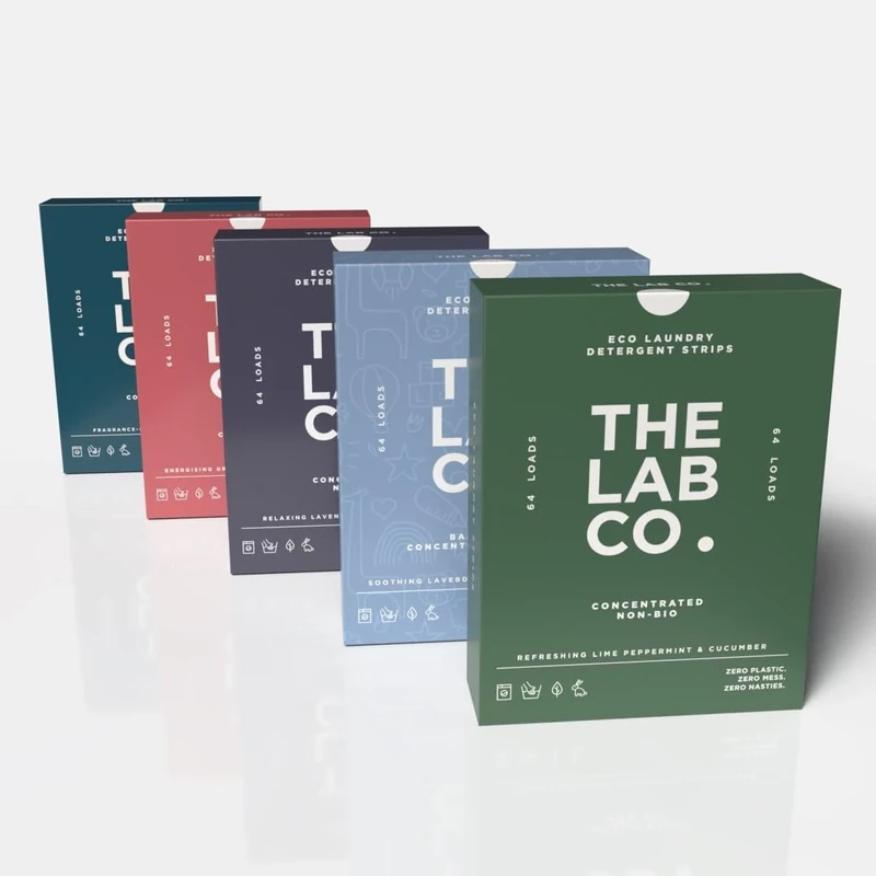 The Complete Fragrance Library of The Lab Co. Laundry Detergent Strips Sheets Eco Ultra-Concentrated 64pk. Up to 320 loads.