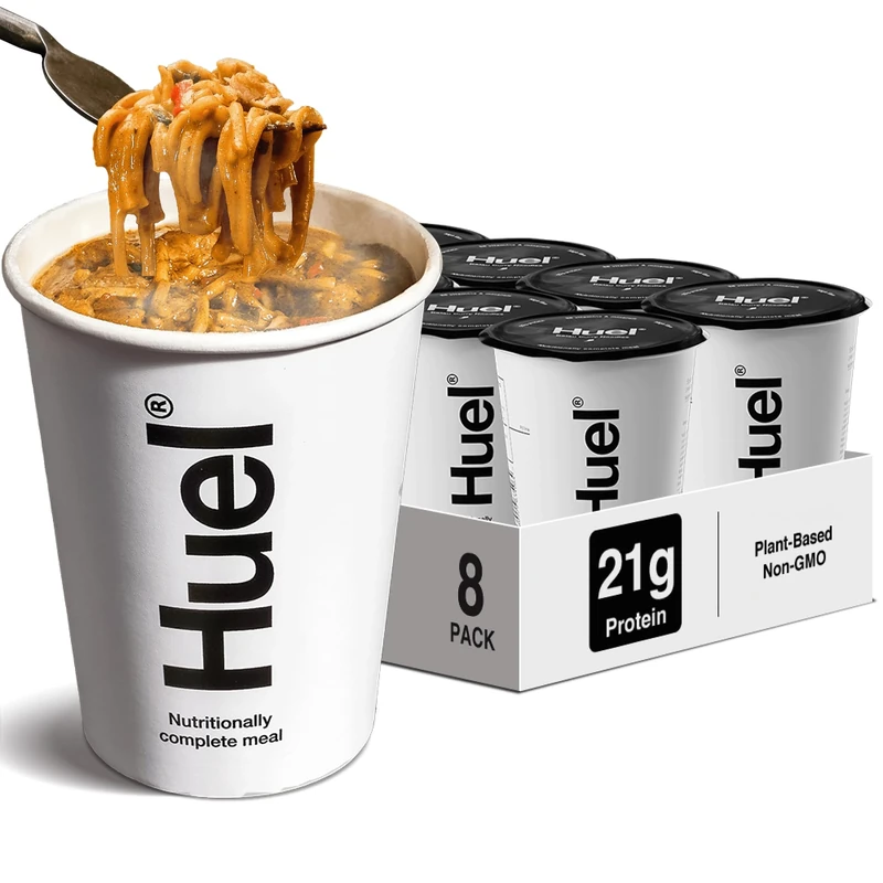 Huel Hot & Savoury Cups, Katsu Curry Noodles (8 x Pots), High-Protein Vegan Ration Packs, Protein Noodles with 26 Vitamins & Minerals, Healthy Ready Meals
