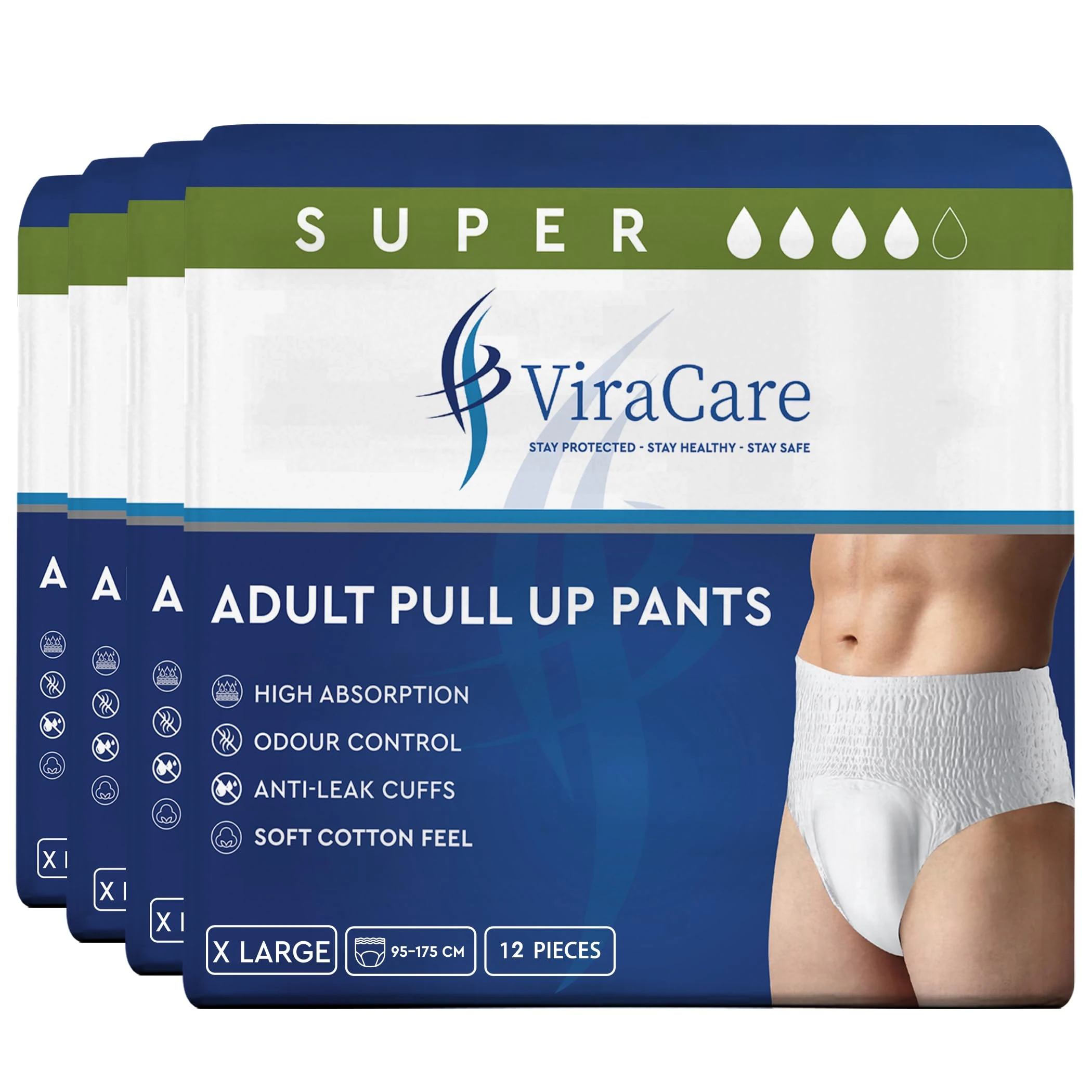 48 x Incontinence Pants Women and Men | Adult Diapers | Adult Nappies | Adult Incontinence Pull Up Pants | Soft-Stretch Waistband | Waist Size X Large 95-175 cm | (X Large)