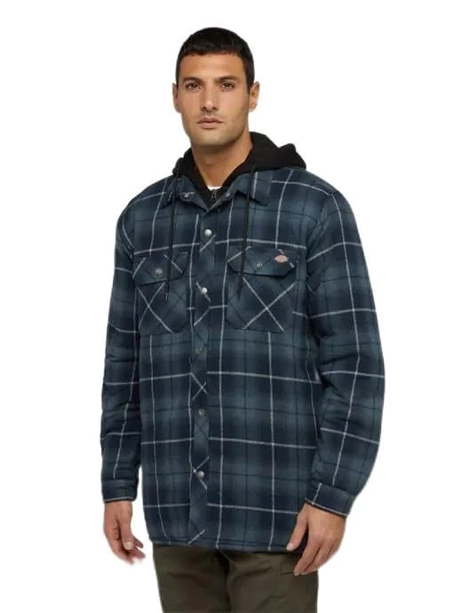 Dickies Fleece Hooded Flannel Shirt Jack Relaxed Dark Navy