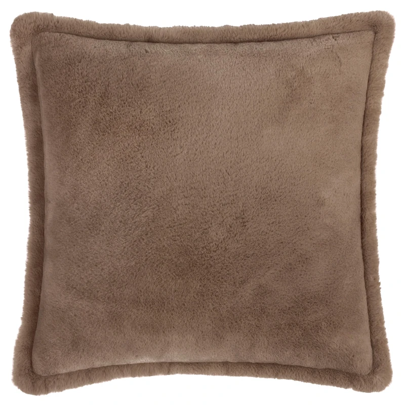 furn. Kallu Faux Fur Feather Filled Cushion – Soft Fluffy Decorative Cushion with Oxford Edge (Mocha - 55x55cm)