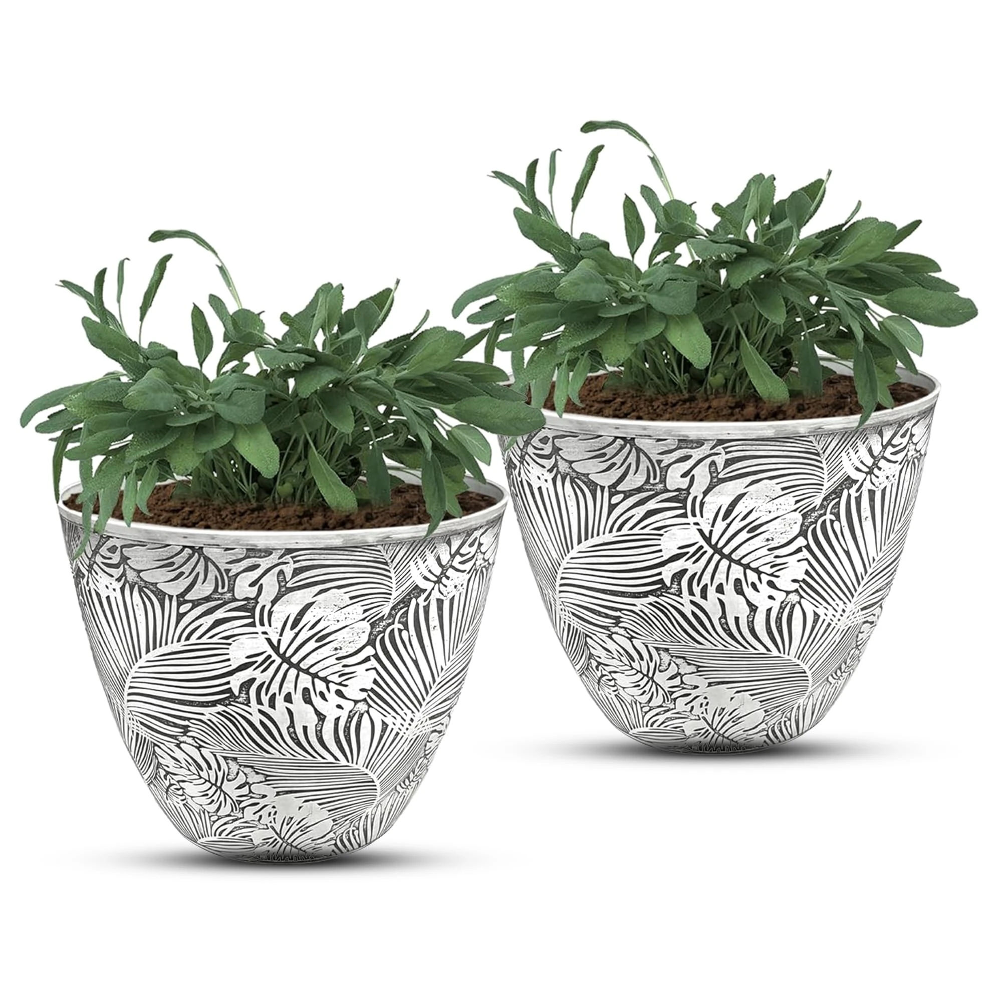 SG Traders Montsera Plant Pots Outdoor - 41cm Plastic Garden Planters Outdoor Flower Pots with Drainage Holes Enhance the Outside Space with Elegant Plant Pot for Home & Garden Decor (Pack of 2)