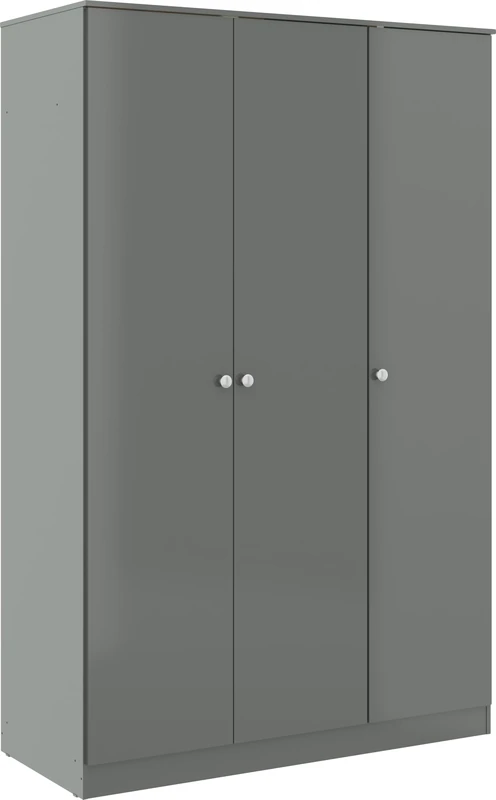 Seconique Denver 3 Door Wardrobe in Grey Gloss
