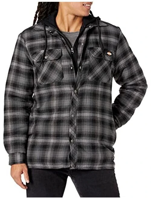 Dickies Fleece Hooded Flannel Shirt Jack Relaxed Charcoal