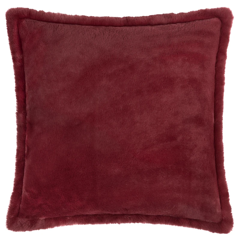 furn. Kallu Faux Fur Feather Filled Cushion – Soft Fluffy Decorative Cushion with Oxford Edge (Berry - 55x55cm)