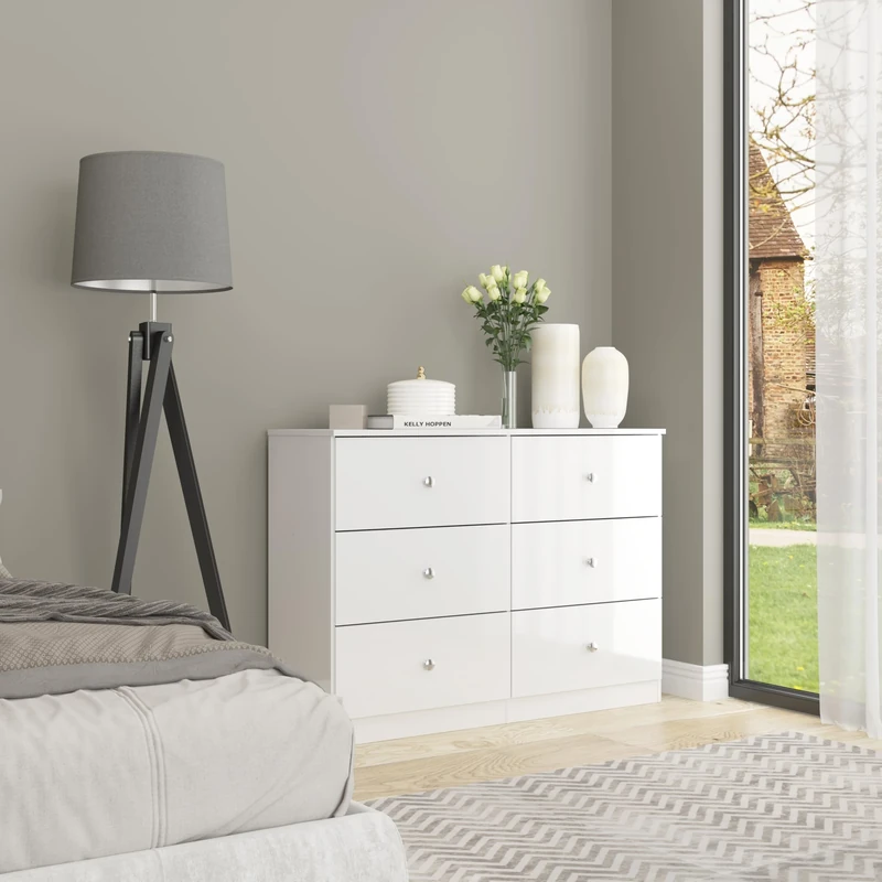 Seconique Denver 6 Drawer Chest in White Gloss