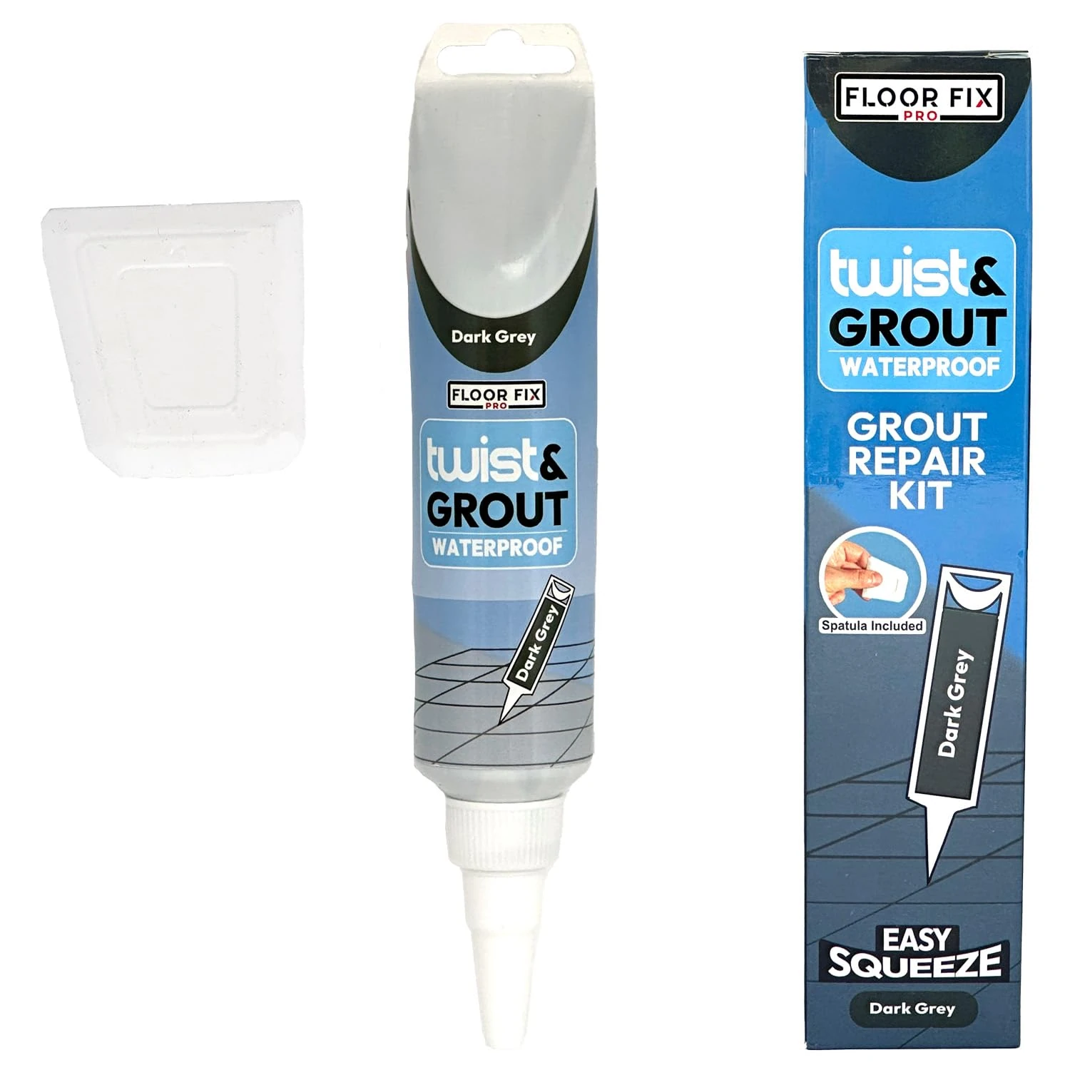 Floor-Fix Pro - Twist & Grout Reviver- Repair For Bathroom/Shower/Kitchen Tiles Fast - Premixed Durable & Waterproof Tile Restoration Kit- Includes Smoothing Tool (Dark Grey)