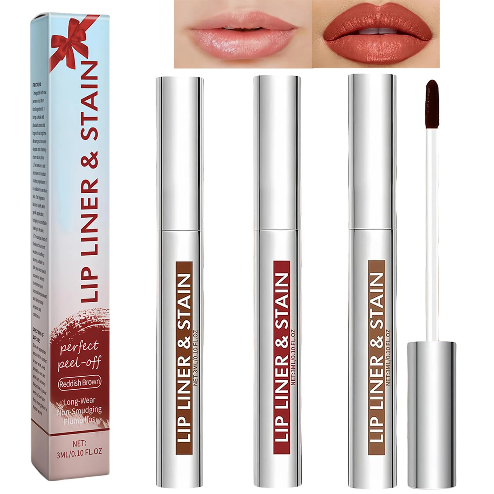 Peel-Off Lip Stain Tattoo Set - 3 Vibrant Colors, Matte & Waterproof Lip Liner Pencils. Highly Pigmented, Transfer-Proof, Long-Lasting Makeup. Easy Removable Lip Liner Set for Bold, Smudge-Free Look