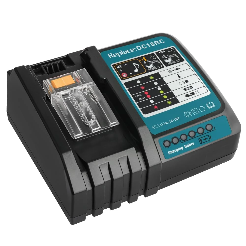 Waitley Fast Charger for makita 14.4V–18V LXT Li-ion Batteries – Compatible with BL1815, BL1820, BL1830, BL1840, BL1850, BL1860