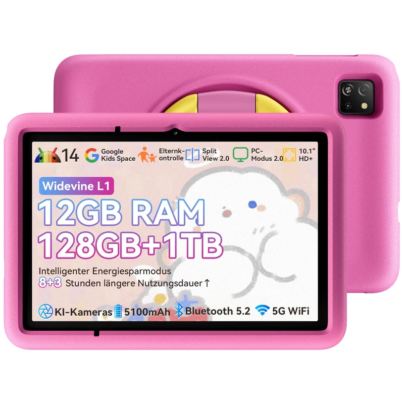 Blackview 8.68 Inch Tablet Android 15,Mini Android Tablet LINK 2 with 12GB RAM + 128GB ROM/2TB TF/5G WiFi/180Hz /1080P HD/GEMINI AI 2.0/Widevine L1/5000 mAh 10W/GPS/Google Lens/Face ID