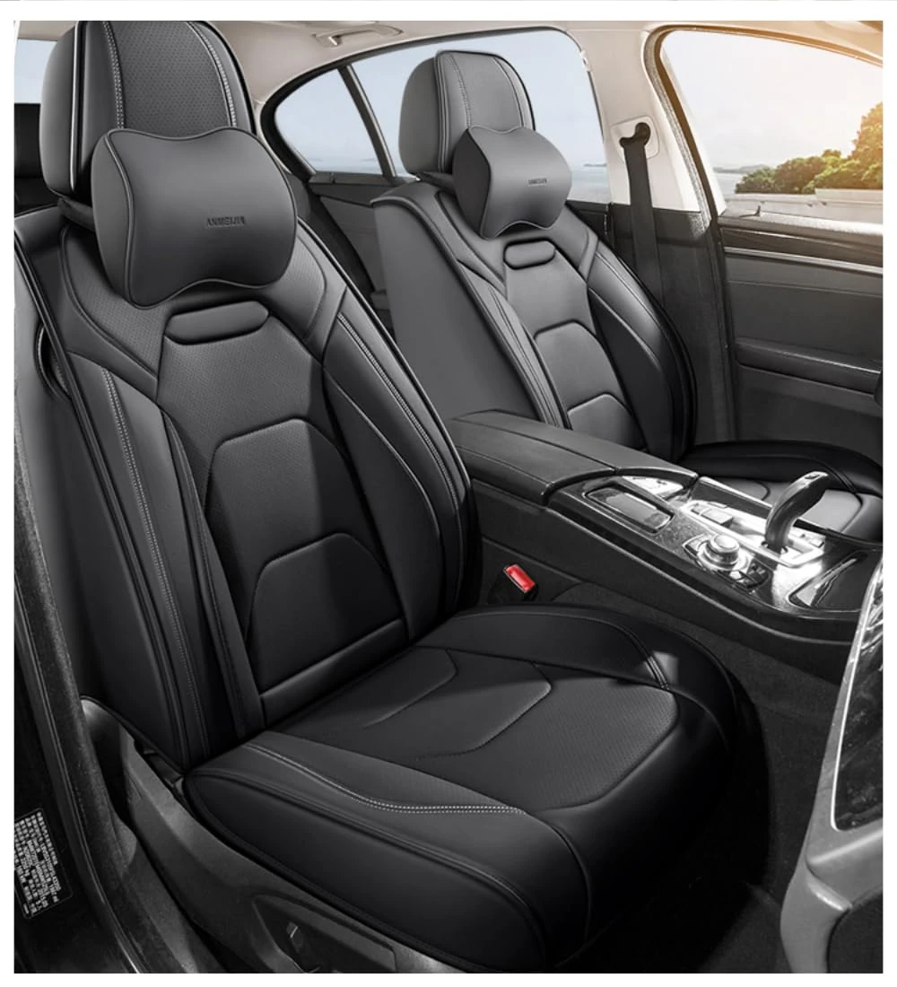 FUXZSV car seat covers are suitable for Mitsubishi Proudia/Outlander/Outlander Sport/Montero/Montero Sport/Shogun/Shogun Sport/Shogun Pinin automotive products/leather,black