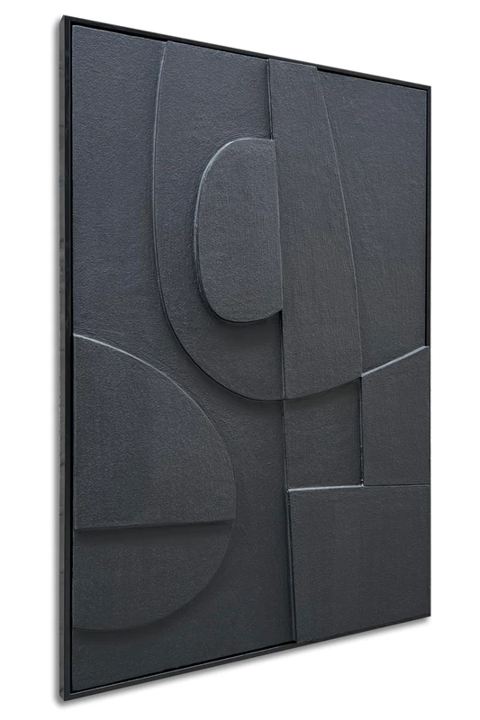 NANKAI Art Hand-painted three-dimensional Black texture art modern minimalist decorative oil painting for home, office, corridor and wall decoration 36x24 Inches (with solid wood exterior frame)