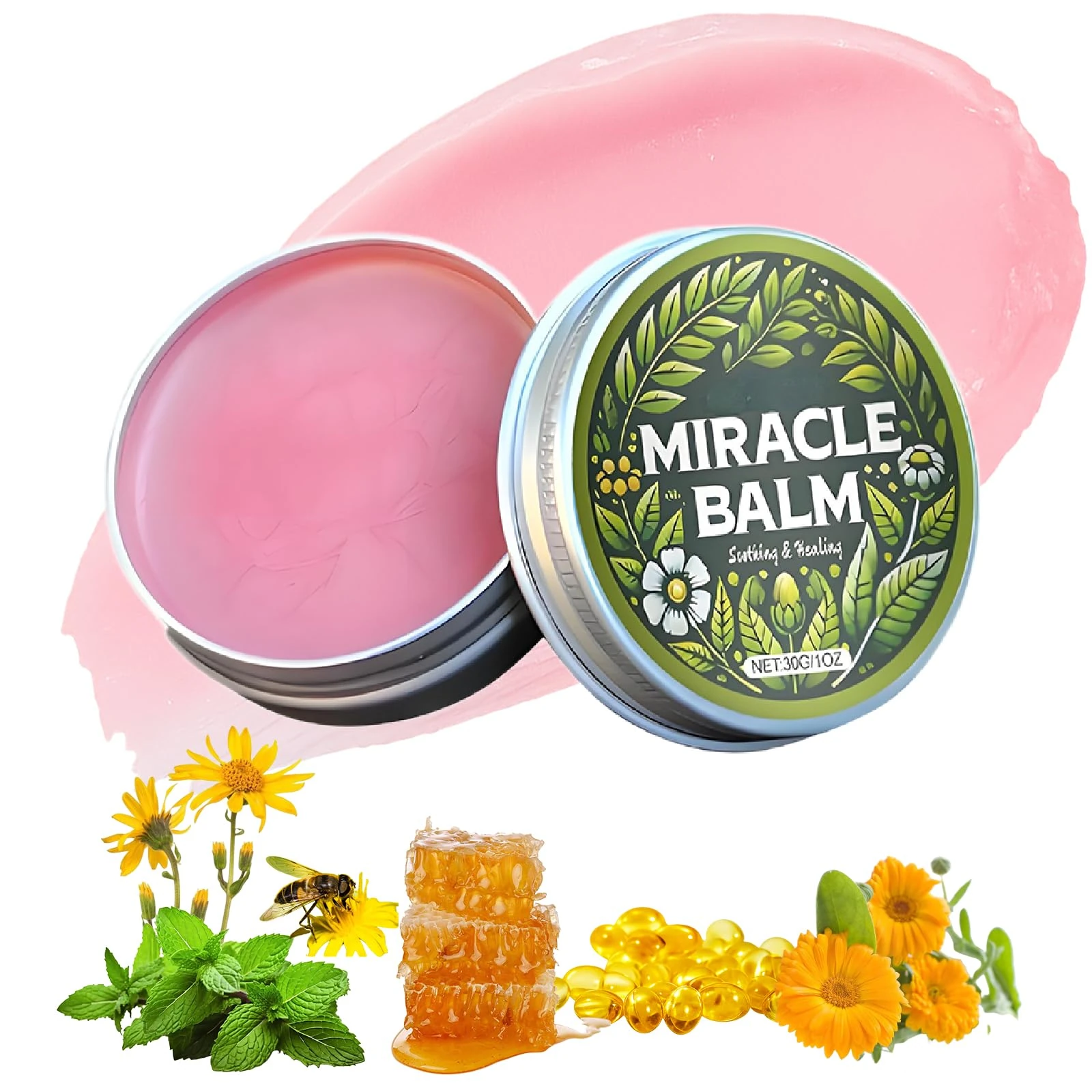 Miracle Herbal Balm - Fast-Absorbing Moisturizer for Legs, Feet & Joints, Lightweight Non-Sticky Cream with Natural Herbal Ingredients, Comforting Body Care