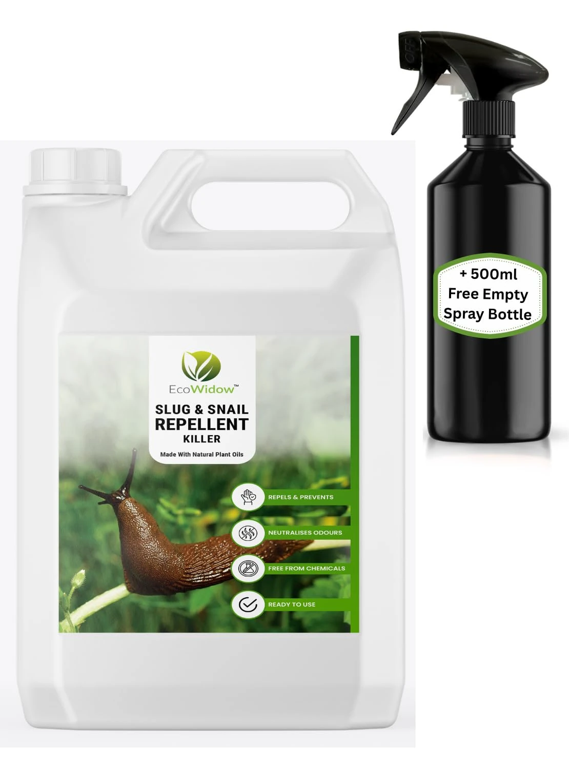 Ecowidow Slug & Snail Killer Spray – Triple Strength Indoor/Outdoor Repellent with Nozzle – Fast-Acting Alternative to Slug Pellets & Copper Tape – UK Garden Pest Control