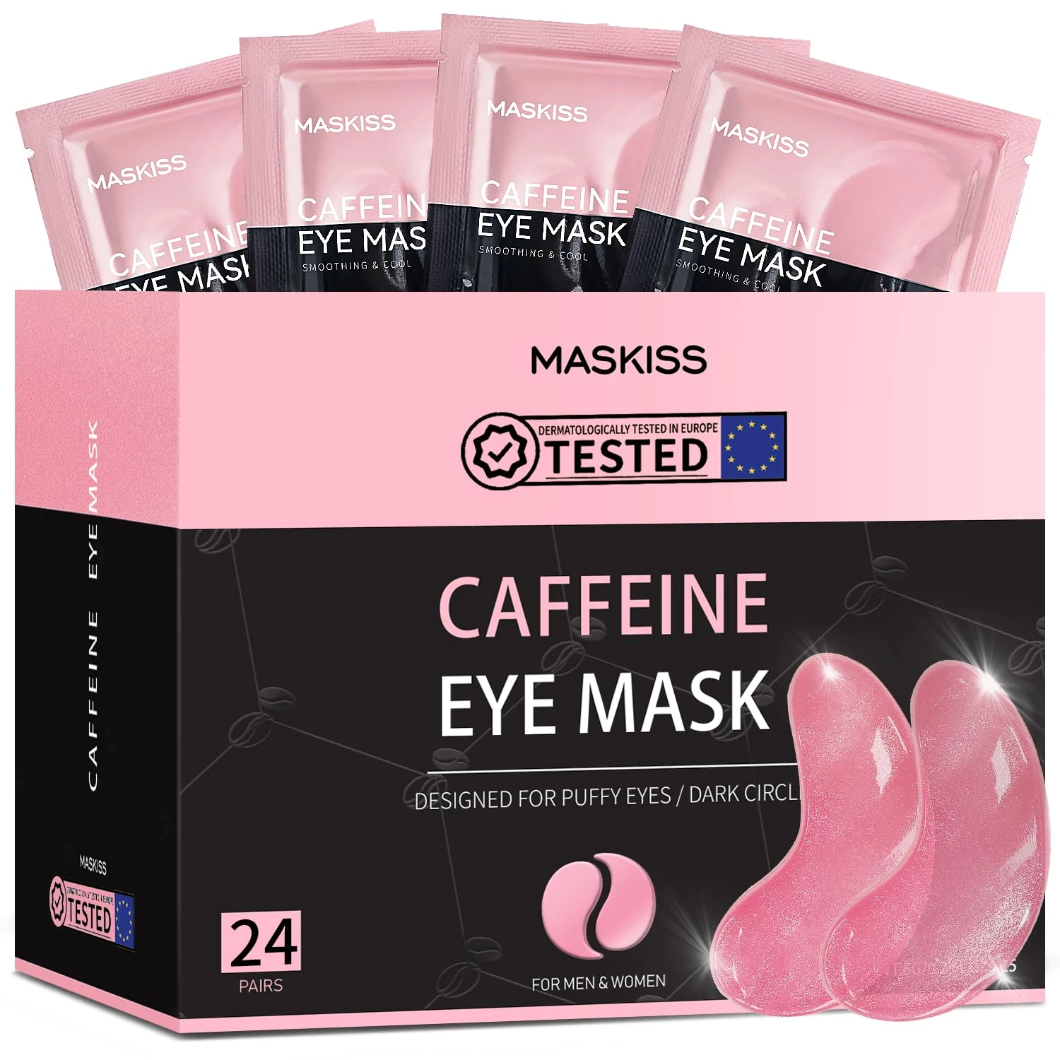 Under Eye Gel Patches (24 Pairs), Caffeine Eye Masks for Dark Circles Puffy Eyes Undereye Bags, Collagen Eye Patches for Wrinkles and Puffiness, Skin Care Gift for Her