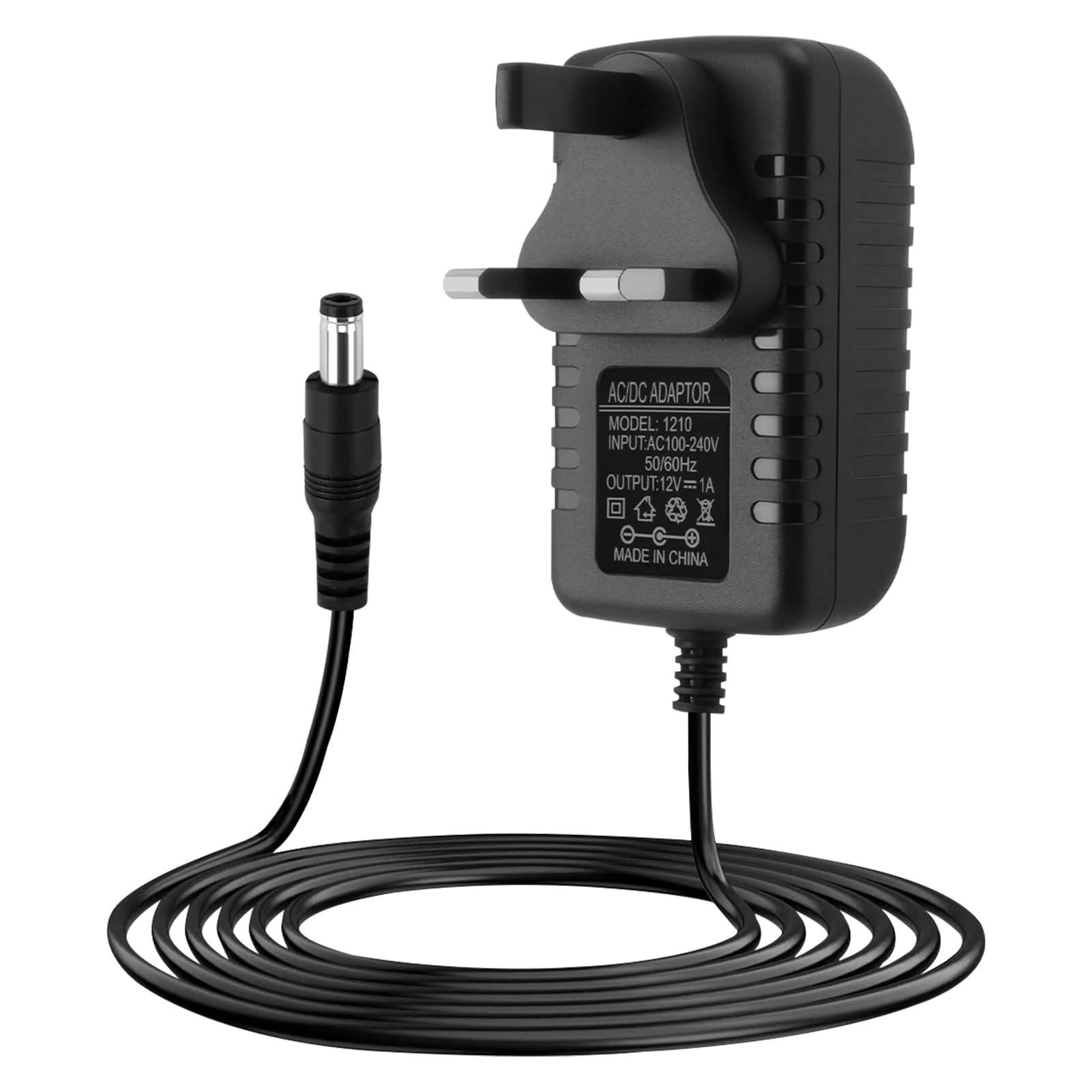 12V 1A Power Supply Adapter UK Plug AC/DC Adapter 100-240V 50/60Hz to DC Charger 12V 1A 12W 5.5mm x 2.1mm for Home Appliances CCTV Cameras Routers LED Strips Yamaha Keyboards ADSL Modems and More