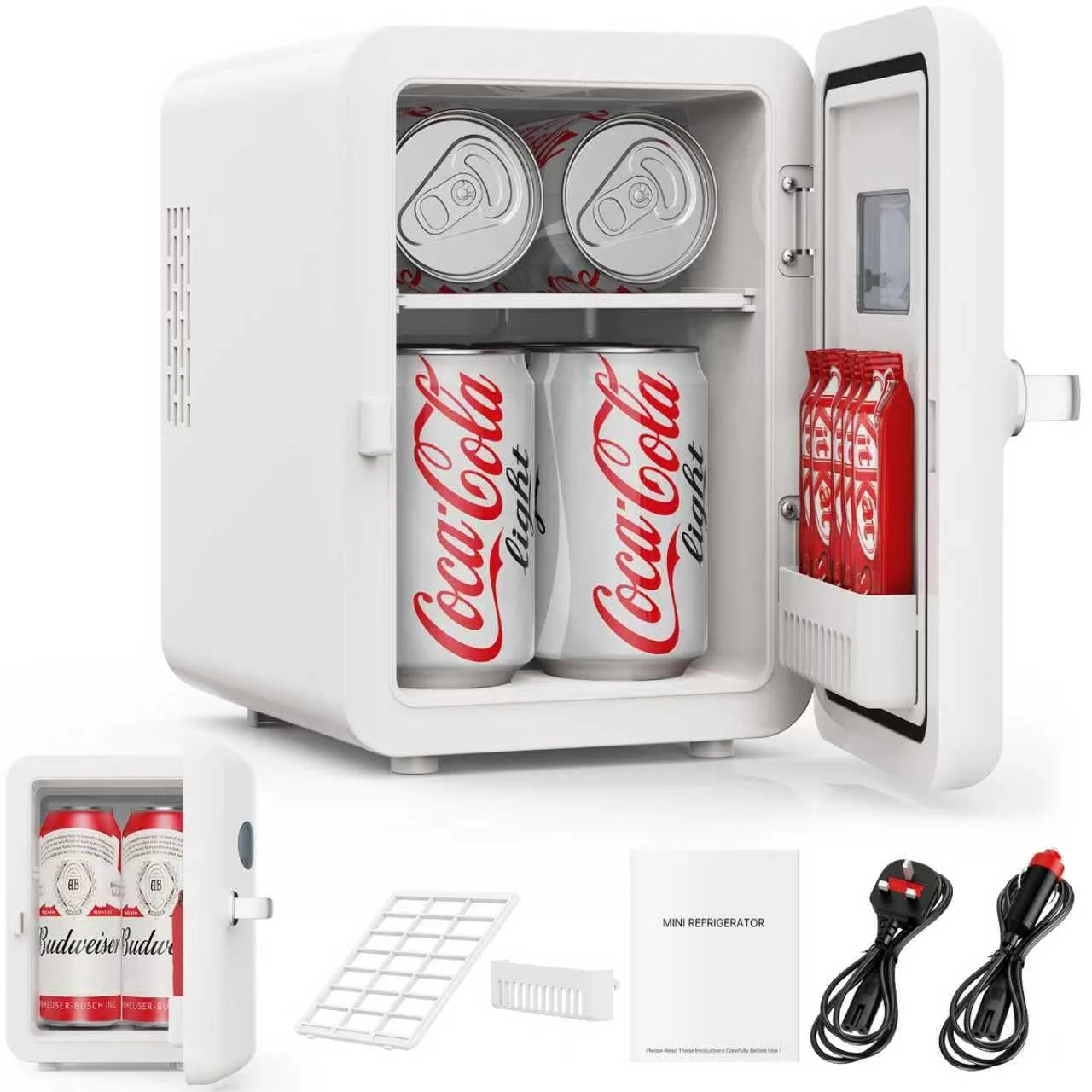 4L Portable Mini Fridge with UK Plug, Quiet Compact Small Refrigerator, AC/DC Cooler & Warmer for Skincare, Drinks, Food, Bedroom, Office, Car, Dorm, Travel