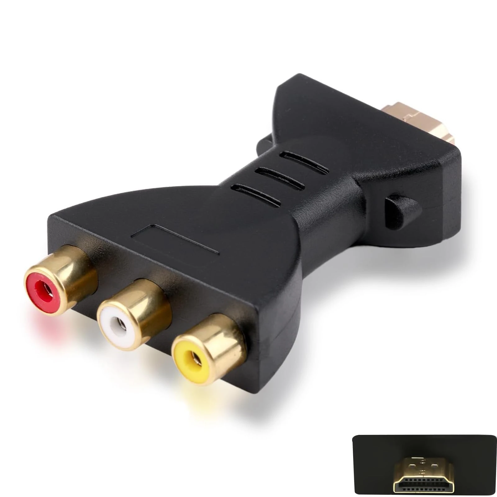 KRENIE HDMI to RCA Converter One-Way Conversion - 1080P Downscaled to 480i/576i | Includes USB Power Cable | For Connecting Compatible PCs - Cameras to Old TVs/DVD/VCR/Projectors