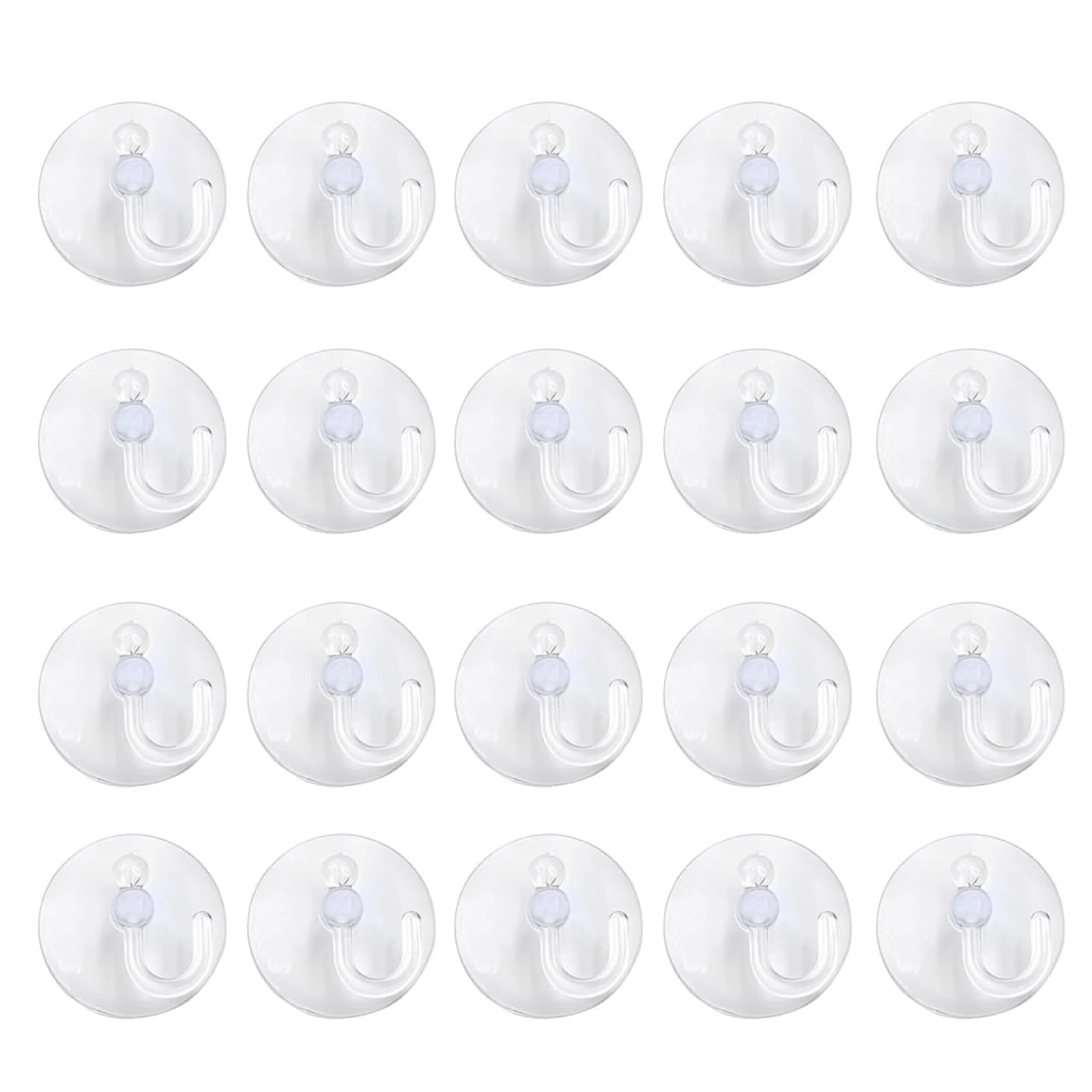 KRENIE Small Suction Cup Hooks for Bathroom - 20 Pcs 25mm Clear Window Suction Hooks with Plastic Hangers – Max Load 2KG - Wall Door Tile Glass Hangers for Kitchen Christmas Decor