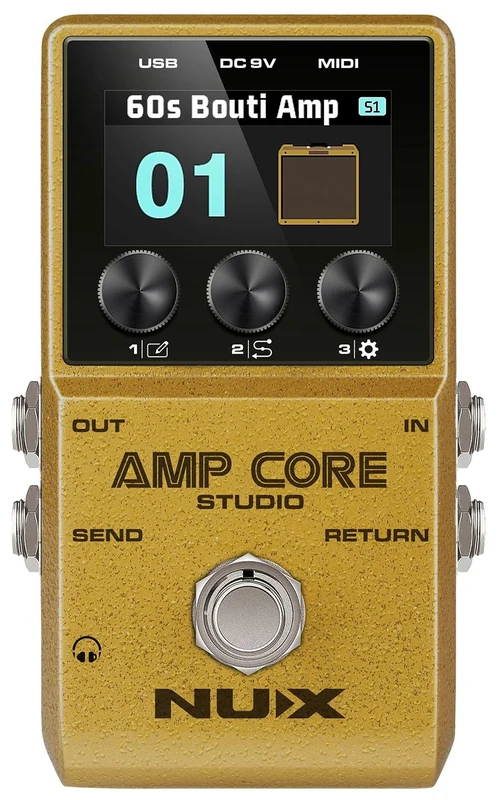 NU-X | Amp Core Studio Guitar Pedal | Compact Amp Simulator with 26 Amp Models, 33 Cabinet Emulations & Custom IRs | Portable Multi-Effects Pedal for Guitarists