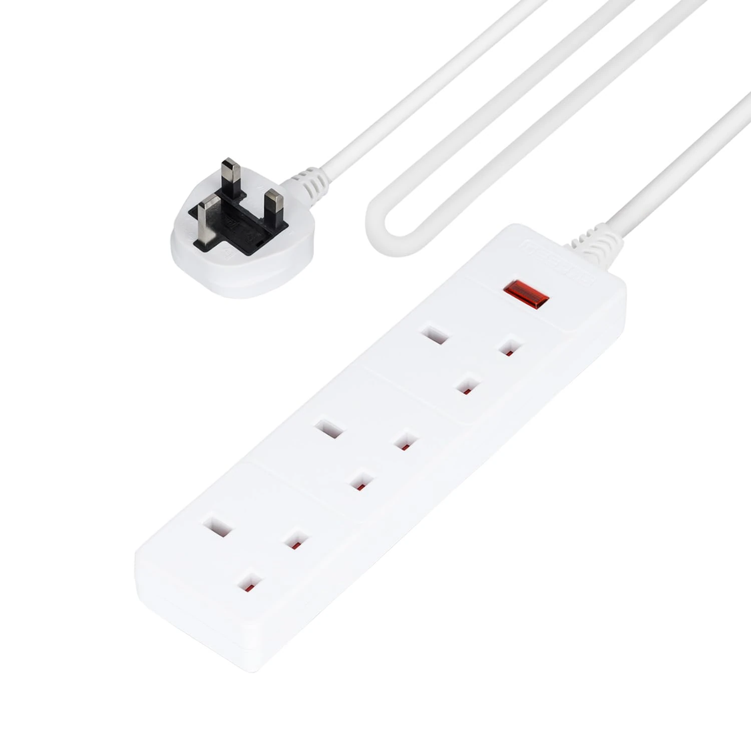 GEEPAS 3 Gang Extension Lead, 5M Cable | 3-Way Plug Extension Cable | 3 Socket Power Strip with Neon Indicator Light | Heavy Duty UK Plug