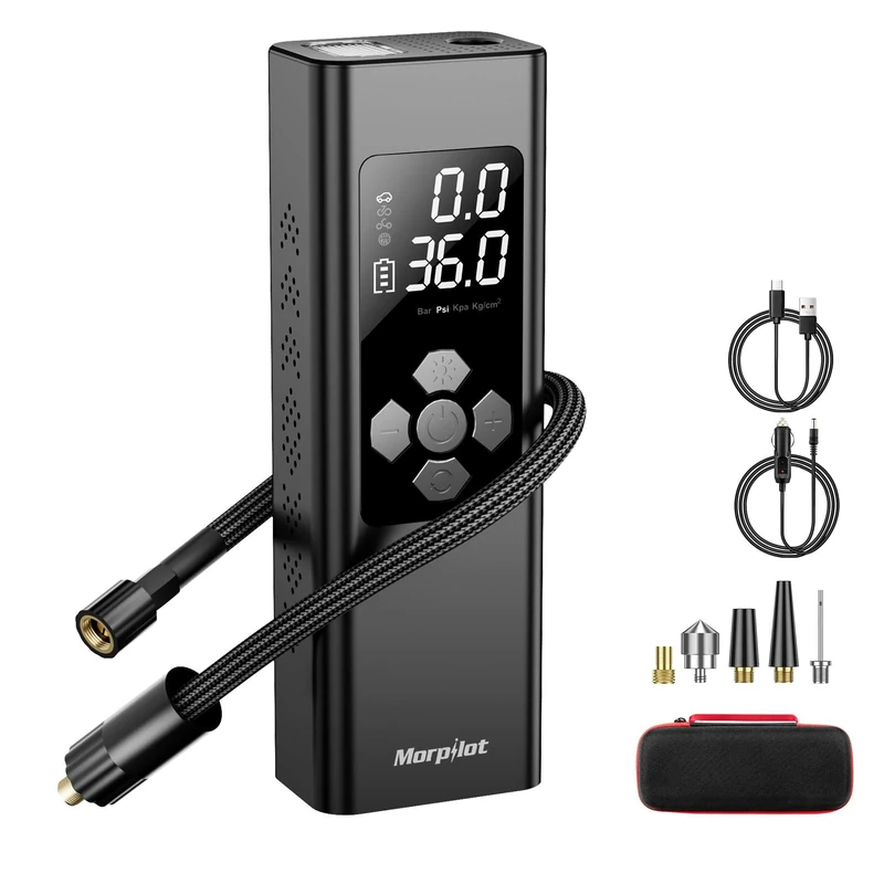 Tyre Inflator Portable Air Compressor - 9000mAh Cordless Car Tire Pump 150 PSI Air Electric Bike Pump with Digital Display Rechargeable Tyre Accessories for Car SUV MPV RV Bike Ball