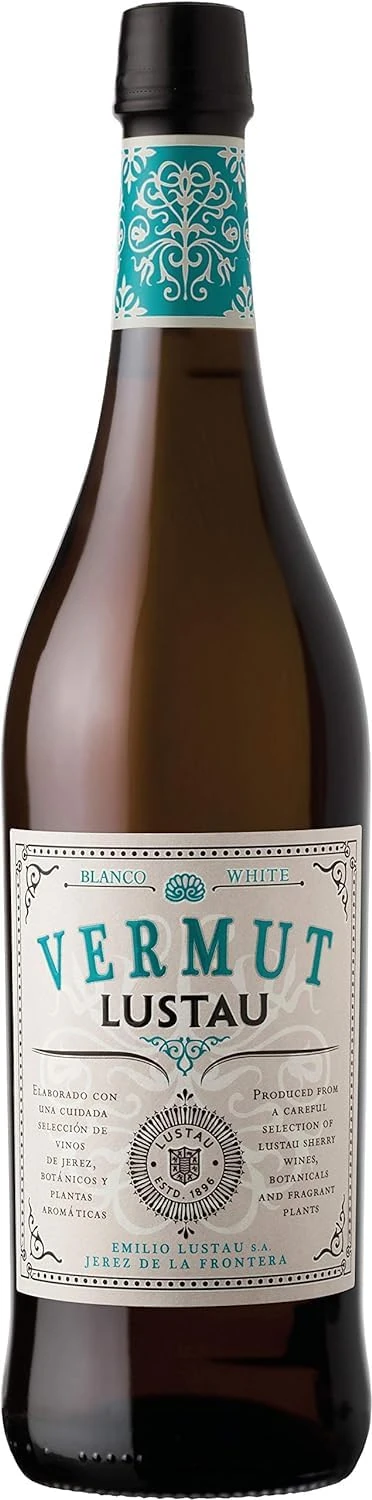Lustau Vermut Blanco White Vermouth, 75cl, 15% ABV, Dry Vermouth from Jerez Spain, Blended with Botanicals and Fragrant Plants, Complex and Distinctive White Vermouth, Drink Chilled or In Martini