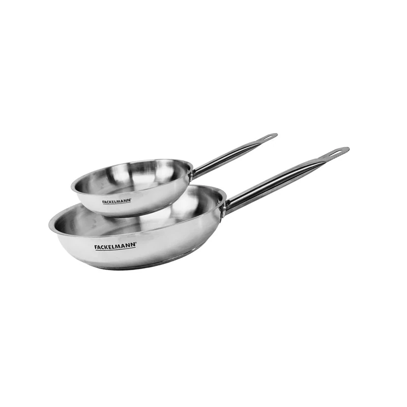 Fackelmann Set of 2 Stainless Steel Frying Pans 20 and 28 cm – Suitable for Induction and PFAS Free