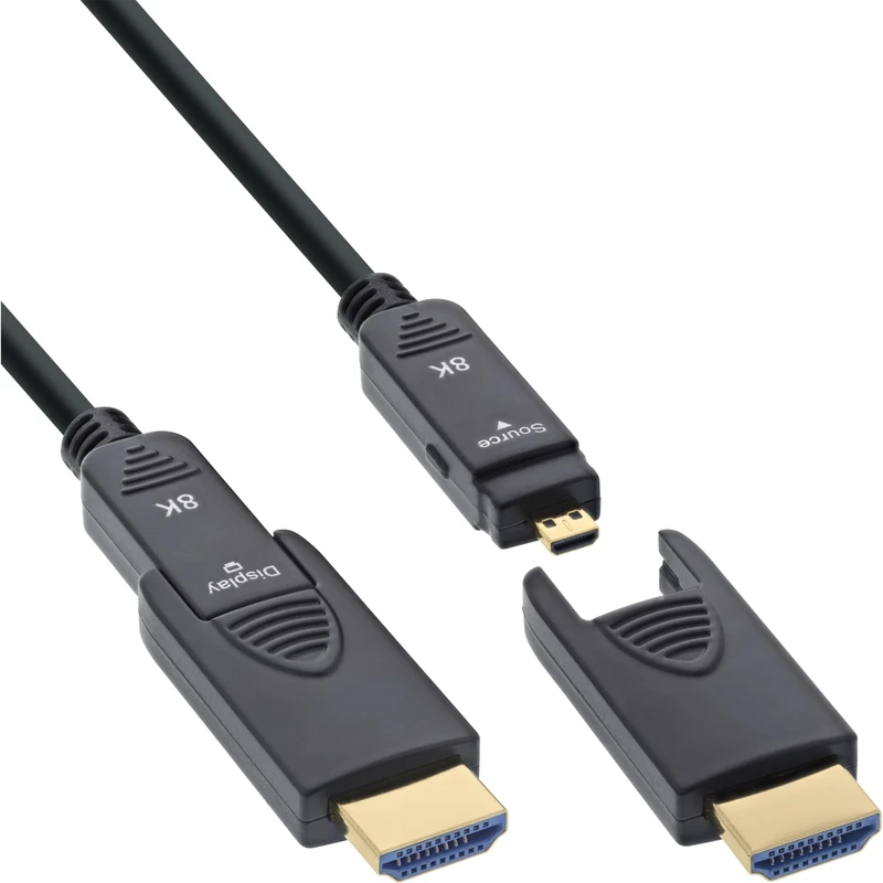 InLine® HDMI AOC Cable Ultra High Speed 2.1 with Removable Connectors, 8K/4K HDR eARC, Gold-Plated Contacts, Flexible Laying, 30 m, 17930O