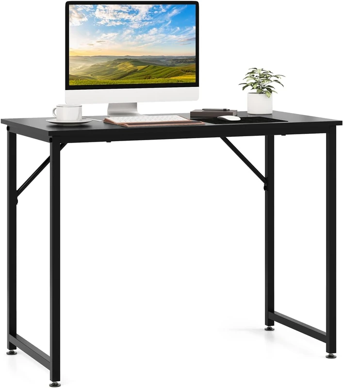 FANTASK Desk, Office Table 100 cm Desktop, Small Computer Desk (Black)