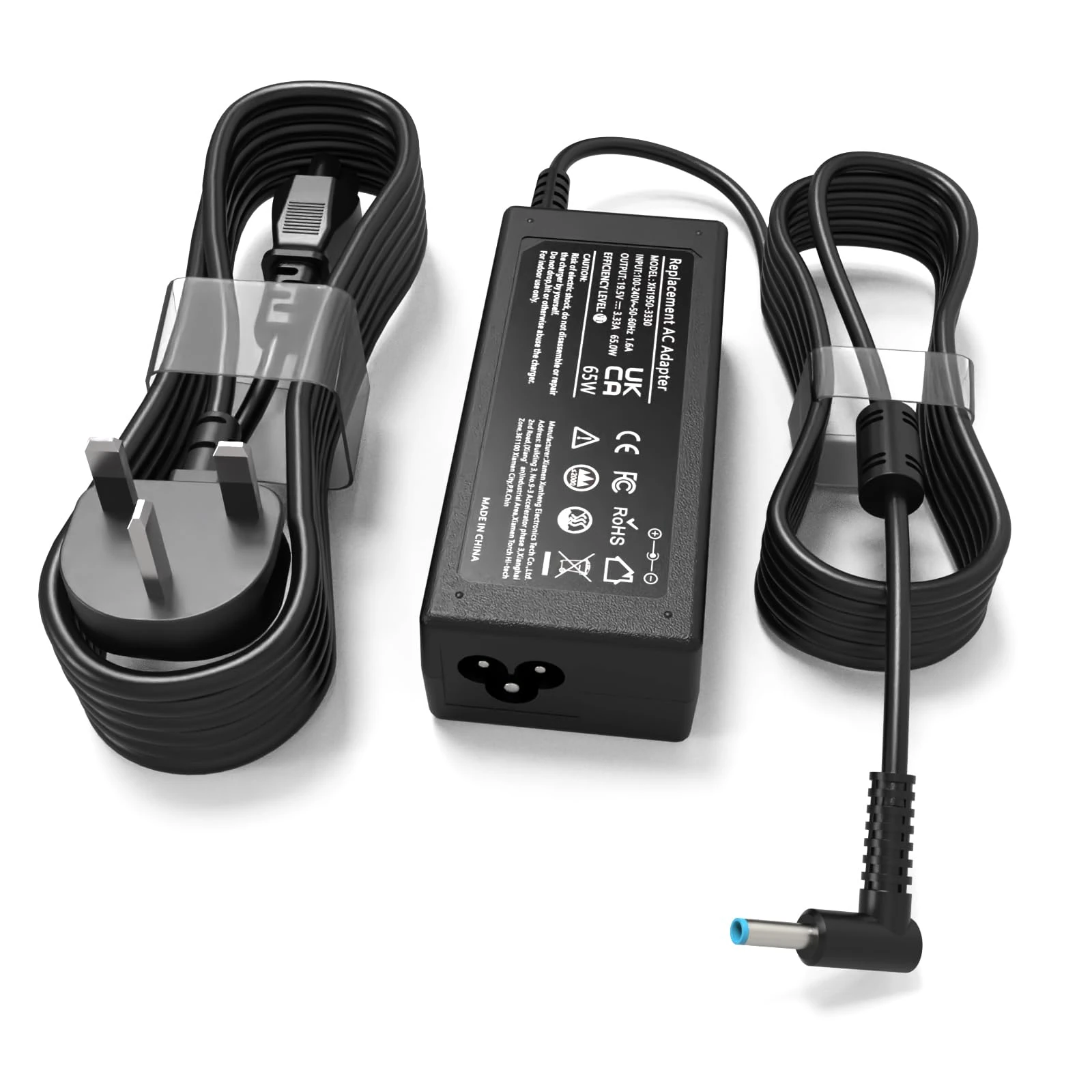 Compatible with HP Laptop Charger 65W 45W Pavilion EliteBook ProBook Envy Stream Computer UK Smart Blue Tip AC Adapter Power Cord