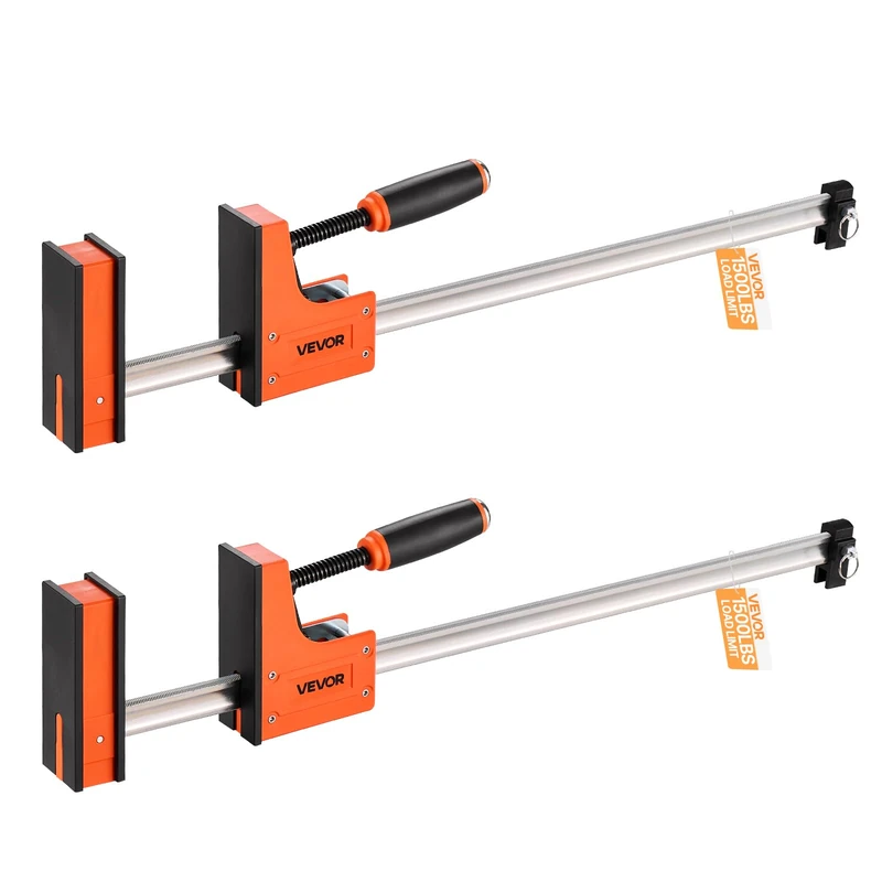 VEVOR Bar Clamps for Woodworking, 2-Pack 91.4 cm Parallel Clamp Set, F-Clamp with 680 kg Load Limit, Even Pressure, High-Strength Plastic and Carbon Steel, for Woodworking Metal Working, Orange