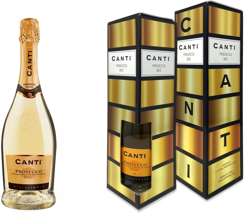Canti - Prosecco D.O.C. Extra Dry Millesimato Wine Gift Pack, Italian Glera Grape Variety from Veneto, Fruity and Floral Taste, 1x750 ml (Pack of 6)