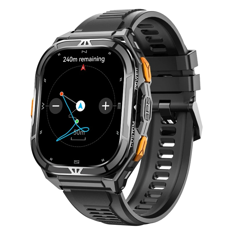 Yeforu Military Smart Watch for Men GPS Fitness Watch Pedometer Step Counter Heart Rate Sleep Monitor Compass Altitude Barometer Bluetooth Call Fitness Tracker Compatible with Android iOS