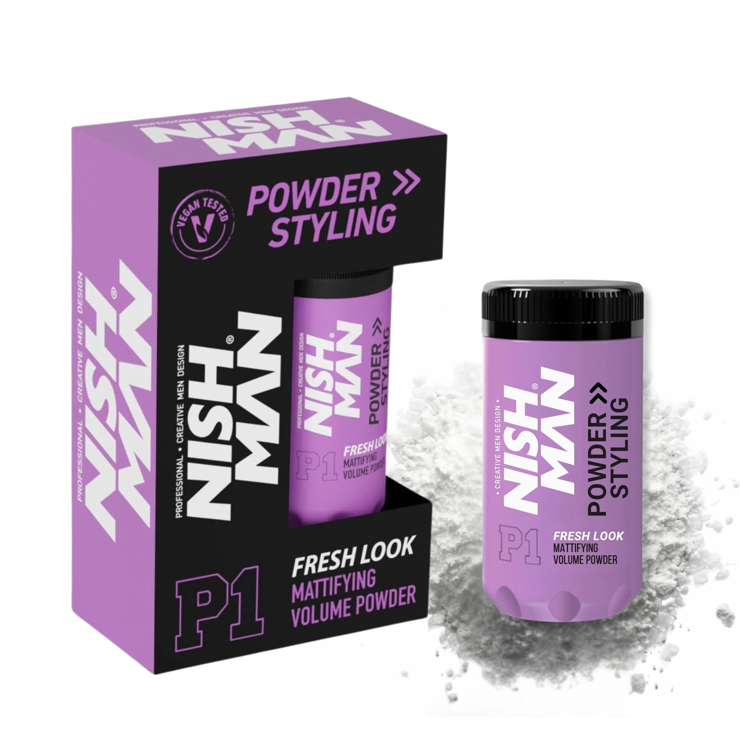 NISHMAN Hair Styling Powder P1 Fresh Look 20g - Fresh Scent - Maximum Volume Boost and Texture - Flexible Hold and Matte Finish