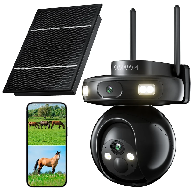 4G LTE Cellular Solar Camera with SIM Card, 2-in-1 2K 4G Solar Security Camera Dual-Lens, SIM Card Camera Outdoor no WiFi,15600mAh Battery,Unlimited Data Plan,Color Night Vision,Motion Detection,IP66