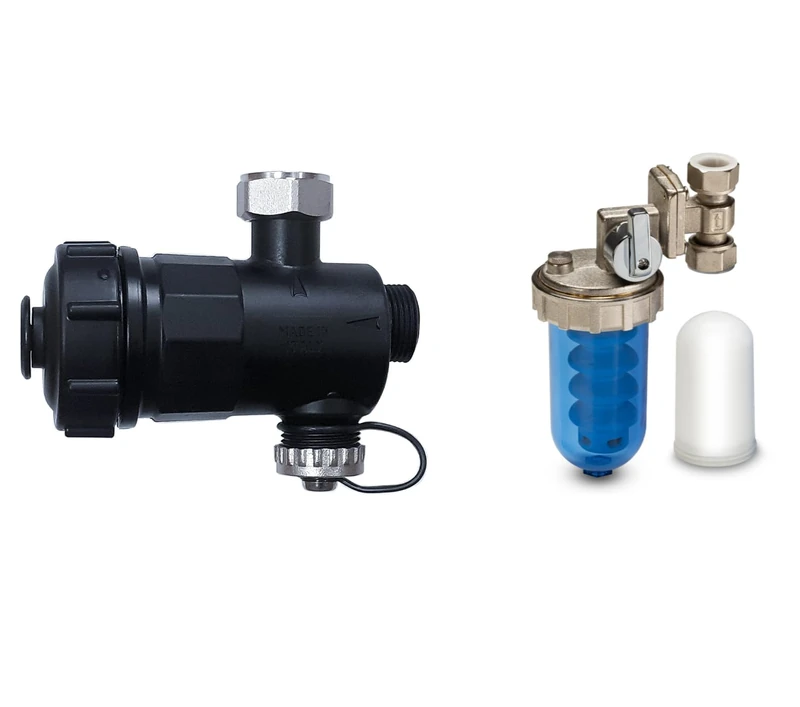 WK - Boiler Saver Kit consisting of Magnetic Defanger Filter, Rotatable Polyphosphate Dispenser and a Polyphosphate Tablet, Ideal as Anti-Limescale and Anti-Corrosion