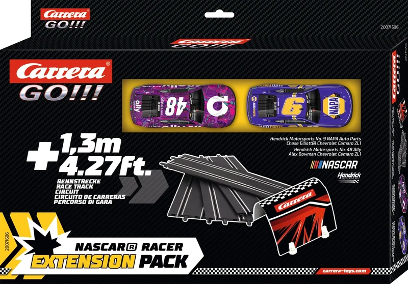 Carrera GO!!! Track Extension Pack - NASCAR Racer, 1.3 Metres, 4 Straight Sections and Tunnel Section