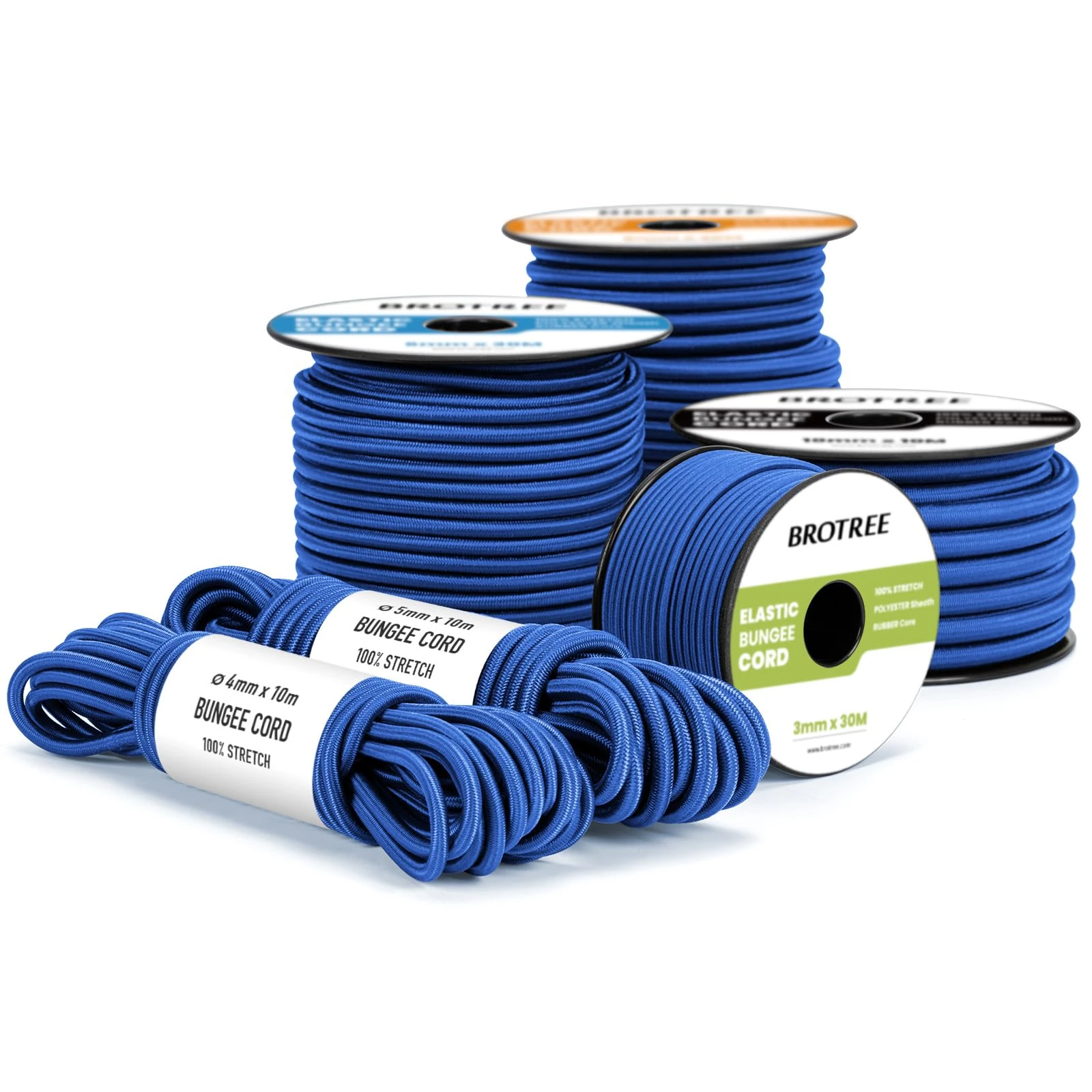 Brotree Bungee Cord Elastic Shock Cord 5mm x 30m Bungee Rope Heavy Duty for Trailer, Tarpaulin, Tent Pole, Kayak and Backpack - Blue