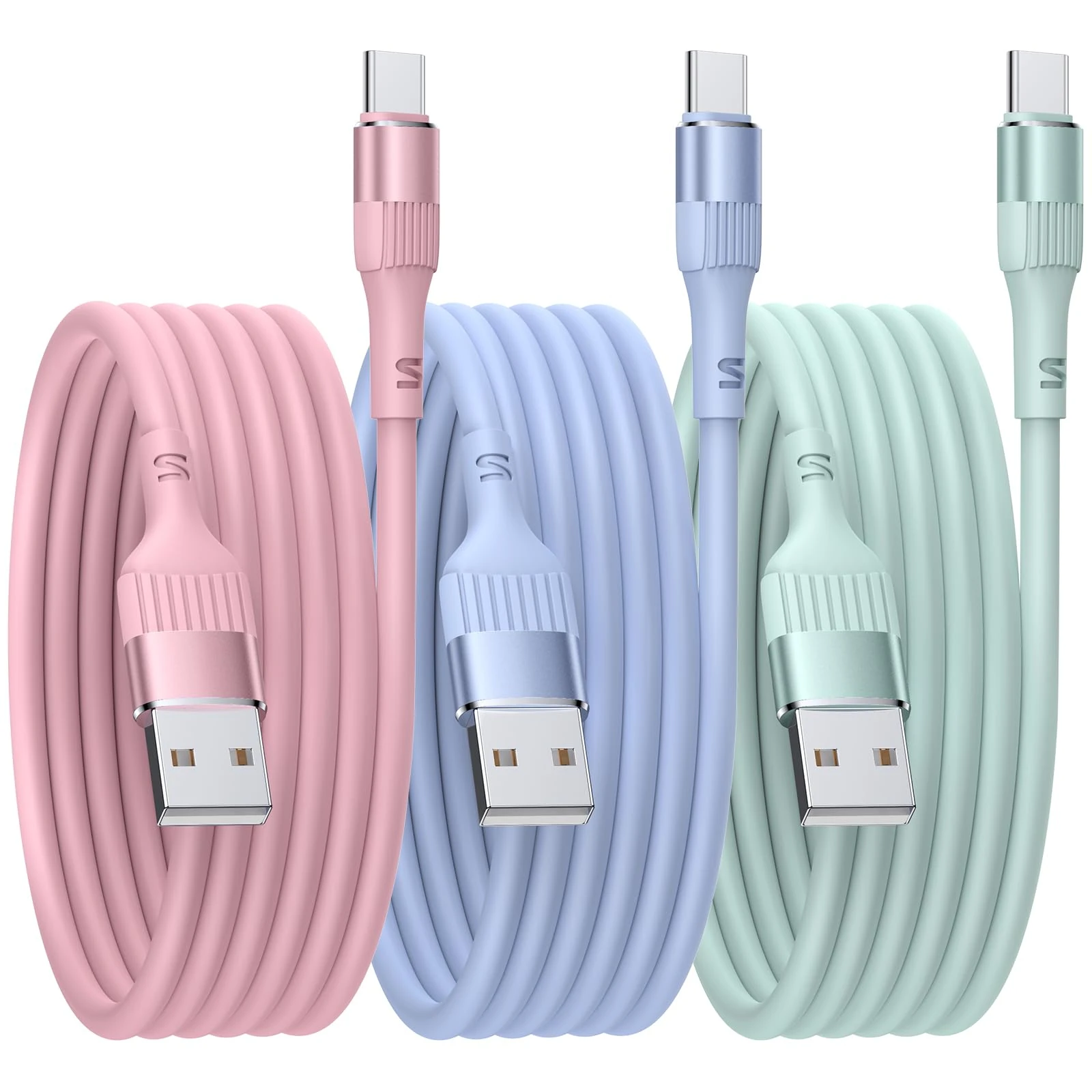 Nebite USB to USB C Cable 3PACK 3M Extra Long USB C Charger Cable Fast Charging, Phone Charger Cables USBC for iPhone 17/16/15 Pro，Galaxy S24/S23/S22/S21Huawei P9 Pixel 7/6 iPad Switch PS5 iPad etc.