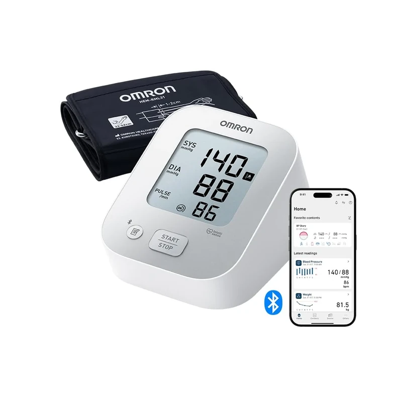 OMRON X2+ Connect, Upper Arm Blood Pressure Monitor for Home Use, Universal Wide Cuff (22-42 cm), Blood Pressure Machine for Irregular Heartbeat Detection with Bluetooth for OMRON Connect App