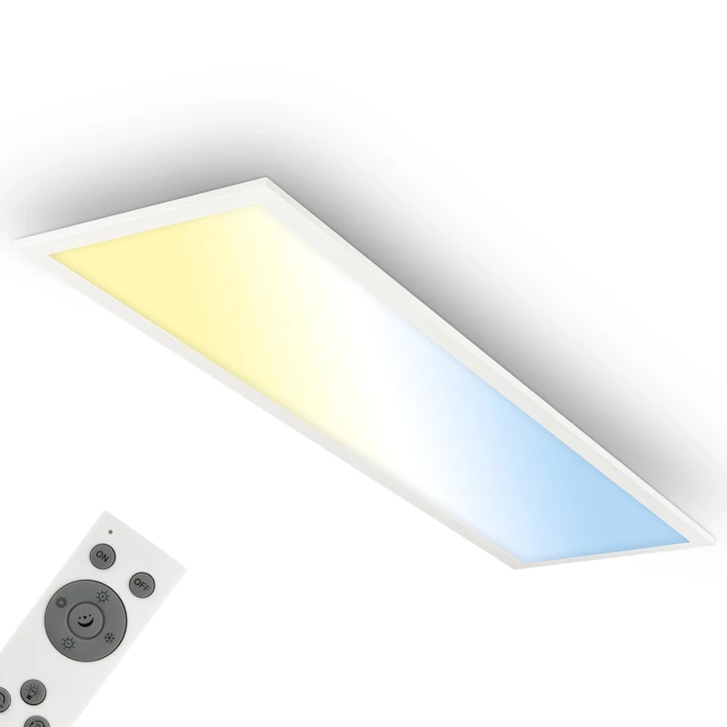 Briloner - LED Panel with Remote Control, Dimmable, CCT, IP44 Splash-Proof, Ceiling Light, LED Light Panels, Ceiling Lights for Living Room, Ceiling Light Lounge, Hallway Light, 100X25X6 cm, White